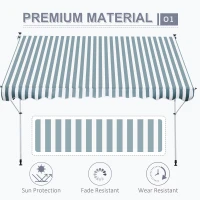 Outsunny 300 x 150cm Patio Adjustable Awning Floor- to-ceiling Retractable Shade,UV Protective - Green and White(m-4)