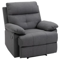 HOMCOM Poltrona Relax Reclinabile con Poggiapiedi Imbottita Rivestimento in Microfibra, Grigio, 90x96x100cm(m-1)