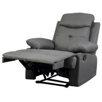 HOMCOM Poltrona Relax Reclinabile con Poggiapiedi Imbottita Rivestimento in Microfibra, Grigio, 90x96x100cm(m-11)