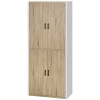 Homcom Dulap de Depozitare 4 Usi si 4 Rafturi Reglabile 80x40x182 cm – Crem/Alb(m-11)