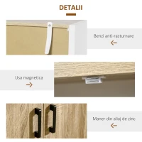 HOMCOM Dulap multifunctional pentru intrare si sufragerie, dulap cu 2 usi cu polita reglabila din MDF, 62x40x77cm, alb si lemn(m-6)