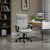 Vinsetto Fauteuil de Bureau Chaise de Bureau Manager réglable pivotant Fonction Bascule verrouillable Lin Gris Clair(m-10)