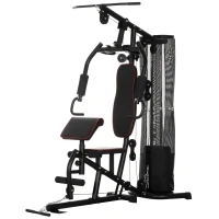 Statie de fitness HOMCOM cu greutati de otel de 4,5 kg, aparatul de gimnastica multifunctional pentru antrenament acasa, 170x104x205cm, negru(m-11)