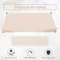 Outsunny Balcony 3 x 1.5m Manual Adjustable Awning DIY Patio Clamp Awning Canopy  Retractable Shade Shelter - Beige(m-4)
