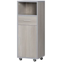 KLEANKIN Mobilier pentru baie inaltat din MDF, 30x32x87cm, Gri si Lemn(m-11)