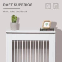 HOMCOM Capac pentru radiator modern din MDF si otel, 60x18x84cm, alb(m-4)