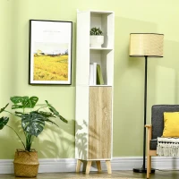 Kleankin Mobilier pentru baie, coloana pentru baie, 31x30x177cm, Alb  si lemn natural(m-2)