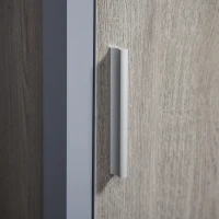 kleankin Dulap de baie cu 3 rafturi, coloana de baie pentru economisirea spatiului, din lemn MDF 40x30x160, gri si lemn natural(m-8)