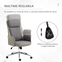 Vinsetto Scaun de birou elegant din 2 tesaturi, scaun ergonomic reglabil pe inaltime cu roti pivotante, 65x72x108-118cm, gri(m-4)