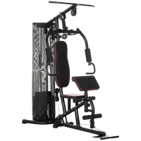 Statie de fitness HOMCOM cu greutati de otel de 4,5 kg, aparatul de gimnastica multifunctional pentru antrenament acasa, 170x104x205cm, negru(m-1)