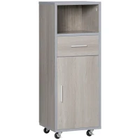 KLEANKIN Mobilier pentru baie inaltat din MDF, 30x32x87cm, Gri si Lemn(m-1)