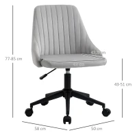 Vinsetto Chaise de bureau design contemporain pivotante 360° ergonomique dossier strié hauteur réglable revêtement velours 50 x 58 x 85 cm gris(m-3)