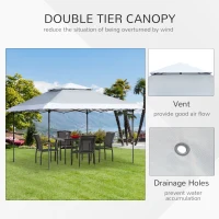 Outsunny 3.5 x 3.5m Garden Pop Up Gazebo Party Tent Canopy with Double Roof, 3-Level Adjustable Height and Roller Bag,  Light Grey & White(m-8)