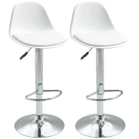 Homcom Set 2 Scaune Bar – Reglabile, Cu Spatar si Pivotante(m-1)