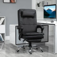 Vinsetto Fauteuil de bureau massant chaise ergonomique avec repose-pieds et repose-tête hauteur réglable dossier inclinable télécommande 67 x 70 x 112-120 cm noir(m-2)