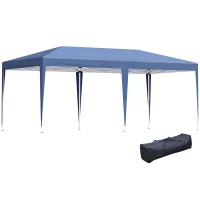 Outsunny Pop Up Gazebo, Double Roof Foldable Canopy Tent, Height Adjustable Wedding Awning Canopy w/ Carrying Bag, 6 m x 3 m x 2.65 m, Blue(m-1)