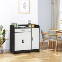 Homcom Dulap Bucatarie 2 Dulapuri & Sertar – MDF Alb/Negru, 90×40×90 cm(m-10)