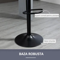 HOMCOM Set de 2 scaune de bar cu efect de catifea cu spatar si suport pentru picioare, 43x45x81-101cm, gri(m-6)