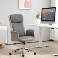 Vinsetto Scaun de birou elegant din 2 tesaturi, scaun ergonomic reglabil pe inaltime cu roti pivotante, 65x72x108-118cm, gri(m-10)