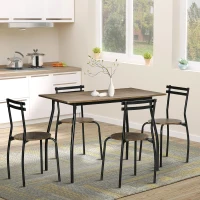 HOMCOM Set masa dreptunghiulara cu 4 scaune pentru sufragerie, bucatarie, living, maro si negru(m-10)