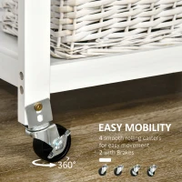 HOMCOM carucior de bucatarie cu sertar si cosuri, carucior pentru alimente cu roti pivotante si raft din lemn, 63x40x86cm, alb(m-5)