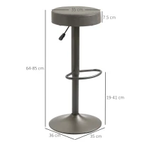 HOMCOM Set 2 Scaune Bar Pivotante & Reglabile 35×36×64-85 cm(m-3)
