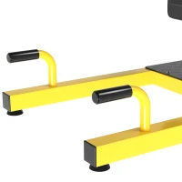 HOMCOM Ławka treningowa do przysiadów, trenażer nóg, trening nóg brzucha pośladków 3w1, do 120 kg, stal, żółty 50x97x(44,5–56,5)cm(m-7)