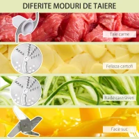 HOMCOM Mixer de 5000W cu pahar,  diverse lame din otel cu 2 viteze, 20.5x19x16cm, alb(m-6)