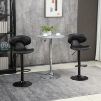 HOMCOM Set de 2 scaune de bar reglabile pe inaltime, PU, otel si spuma de cauciuc, 45,5x46x89,5-109,5cm, negru(m-2)