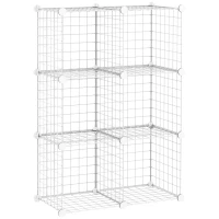 HOMCOM Mobilier pentru incaltaminte modular, 6 cuburi 30x30x30cm din plastic PP si otel , alb(m-11)