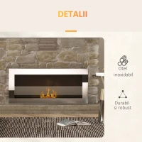HOMCOM Semineu cu bioetanol montat pe perete din otel inoxidabil, 90x16x40cm, argintiu(m-7)
