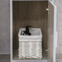 KLEANKIN Mobilier pentru baie inaltat din MDF, 30x32x87cm, Gri si Lemn(m-7)