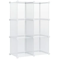 HOMCOM Dulap interior modular pentru pantofi, 6 cuburi din plastic PP, 94,5x32x162cm, transparent(m-11)