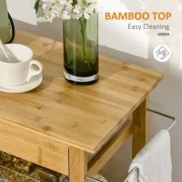 HOMCOM Carucior de bucatarie u sertar, dulap si cos extras, carucior din lemn cu roti pivotante din lemn, 66x36x79cm(m-6)