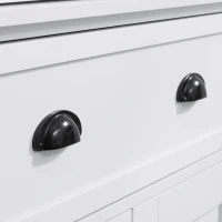 HOMCOM Dulap de bucatarie cu dulap superior si inferior si sertar central din MDF, placi aglomerate si metal, 76x40,5x184cm, alb(m-8)
