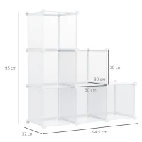 HOMCOM Dulap interior modular pentru pantofi, 6 cuburi din plastic PP, 94,5x32x162cm, transparent(m-3)