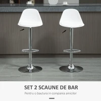 Homcom Set 2 Scaune Bar – Reglabile, Cu Spatar si Pivotante(m-4)