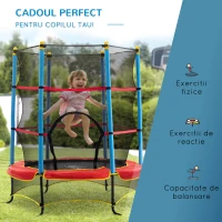 HOMCOM Trambulina interior si exterior pentru copii 3-6 ani, cadru  din otel si covor in PP si poliester cu design fara arcuri, Φ165x162 cm(m-7)