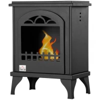 HOMCOM Semineu cu bioetanol metalic cu ardere de 3 ore cu rezervor de 0.9 l si capac de 25 m², 41x25x54cm, negru(m-11)