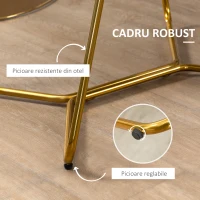 HOMCOM Set de 2 scaune de sufragerie si de lounge fara cotiere, scaune tapitate din catifea cu picioare aurii, gri(m-6)