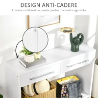 HOMCOM Masa consola din PAL  cu polita inferioara si 2 sertare cu maner, masa pentru hol, sufragerie si dormitor, 101,6x28x76,2 cm, alb(m-7)