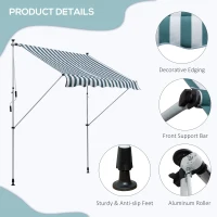 Outsunny 200 x 150cm Patio Adjustable Awning Floor- to-ceiling Retractable Shade,UV Protective(m-7)