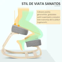 Vinsetto Scaun ergonomic din lemn cu perna captusita din spuma de cauciuc, 51x69x58, Gri(m-6)