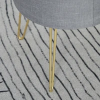 HOMCOM Puf de depozitare 2 in 1 cu functie de taburet sau masuta de cafea, lemn si tesatura gri, metal cu finisaj auriu, 36x36x45cm(m-8)