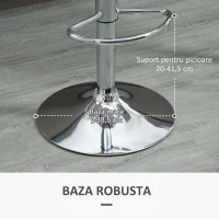 Homcom Set 2 Scaune Bar – Reglabile, Cu Spatar si Pivotante(m-7)