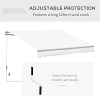 Outsunny 11'L x 8'W Manual Retractable Patio Awning Deck Sunshade Shelter Outdoor Window/Door Canopy Aluminum(m-6)