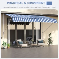 Outsunny 300 x 150cm Patio Adjustable Awning Floor- to-ceiling Retractable Shade,UV Protective - Blue and White(m-8)