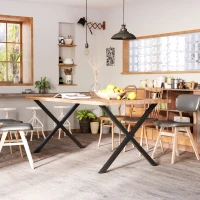 Homcom Set 2 Picioare pentru Masa Birou Otel in Forma de X 80 cm – Negru(m-10)