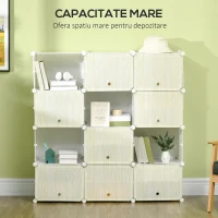 HOMCOM Dulap pantofi modular Economiseste spatiu pentru interior cu gauri de ventilatie, 12 cuburi din plastic PP si otel, 125x32x125cm, alb(m-5)