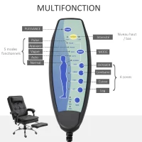 Vinsetto Fauteuil de bureau massant chaise ergonomique avec repose-pieds et repose-tête hauteur réglable dossier inclinable télécommande 67 x 70 x 112-120 cm noir(m-6)